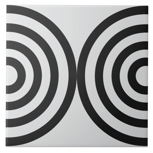 Black Geometric Pattern Mid Century Modern Tile (Front)