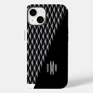 Black Geometric Pattern Monogrammed iPhone 14 Case