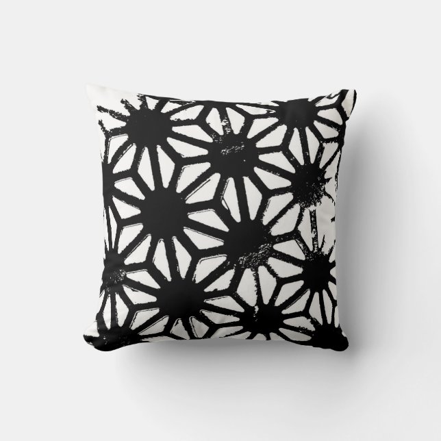 Black geometric pattern throw pillow (Front)