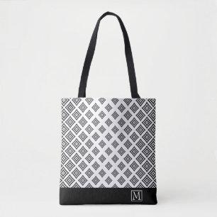 Black Geometric Shapes And Stripe Tote Bag