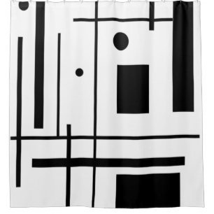 Black Geometric Shapes on a Shower Curtain
