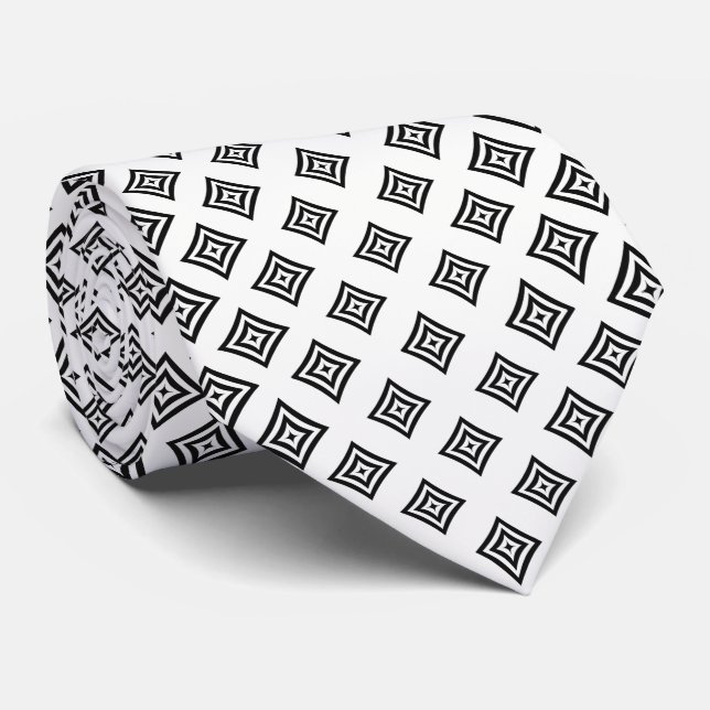 Black Geometric Shapes Tie (Rolled)