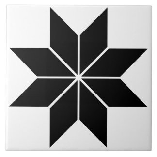 Black Geometric Star Vintage Ceramic Tile
