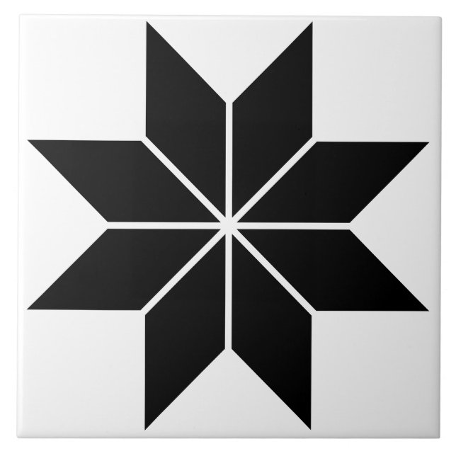 Black Geometric Star Vintage Ceramic Tile (Front)