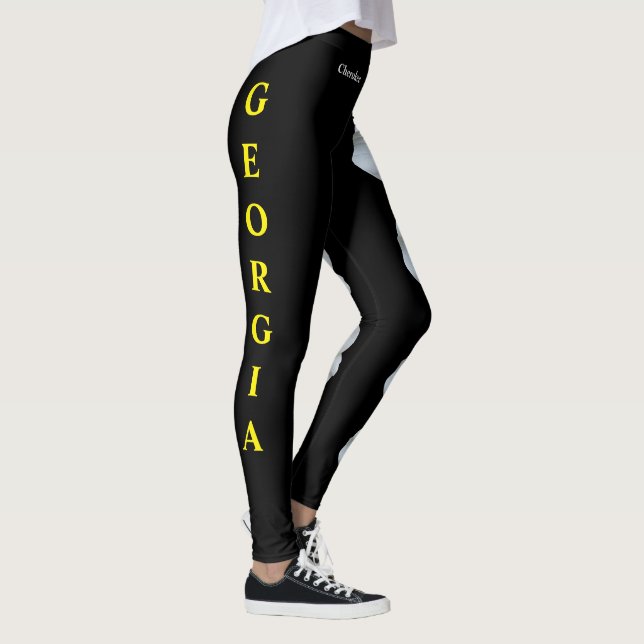 Black Georgia State Flower Cherokee Rose Leggings (Right)