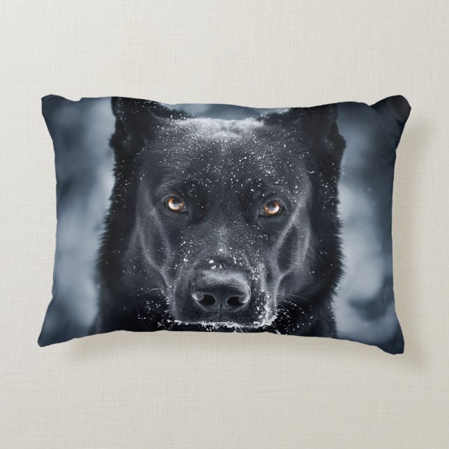 Black German Shepherd Accent Pillow (Back)