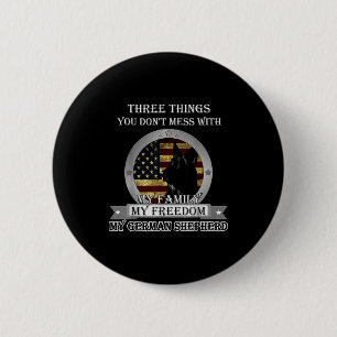 Black German Shepherd American Flag Three Things Y 2 Inch Round Button