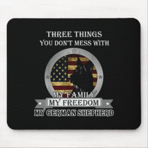 Black German Shepherd American Flag Three Things Y Mouse Pad