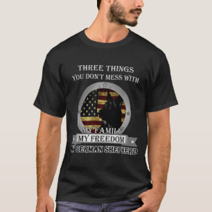 Black German Shepherd American Flag Three Things Y T-Shirt