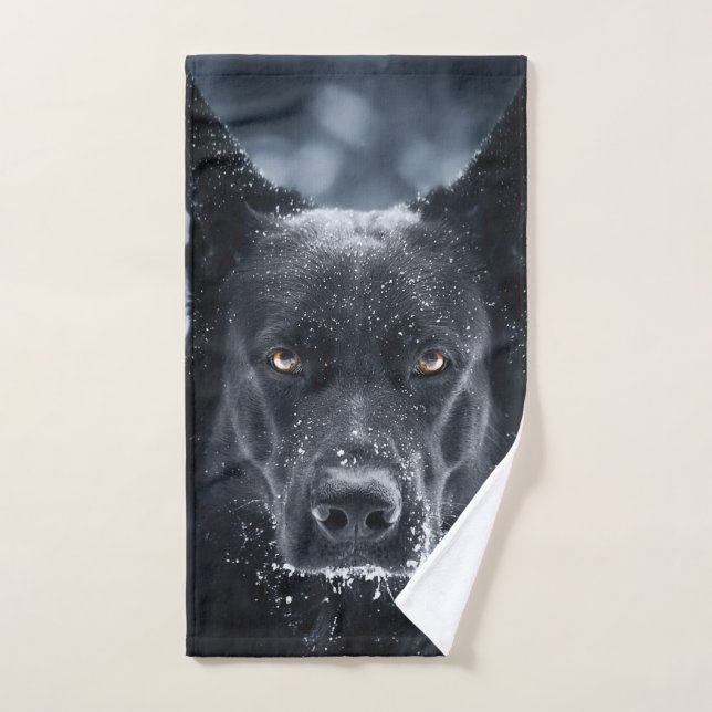 Black German Shepherd Bath Towel Set (Hand Towel)