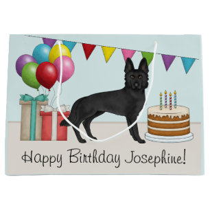 Black German Shepherd Colourful Happy Birthday Large Gift Bag