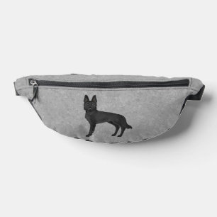 Black German Shepherd Cute Cartoon Dog Grey Fanny Pack