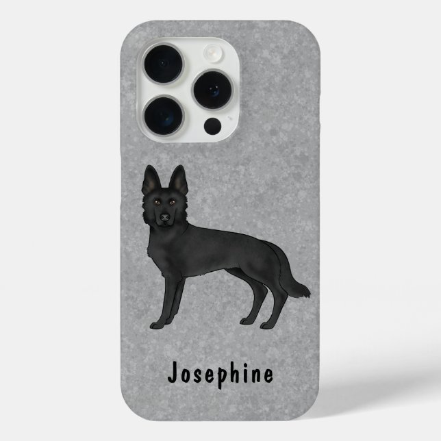 Black German Shepherd Cute Dog With Custom Name Case-Mate iPhone Case (Back)