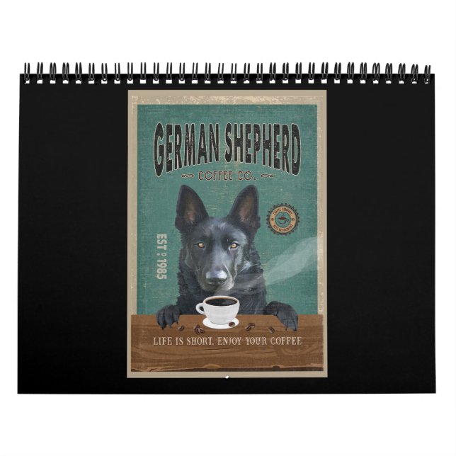 Black German Shepherd Dog Coffee Lover Calendar (Cover)