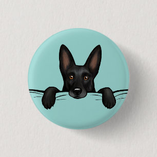 Black German Shepherd Dog Cute 1 Inch Round Button