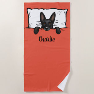 Black German Shepherd Dog Cute Personalized Beach Towel