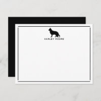 Black German Shepherd Dog Modern Border Stationery