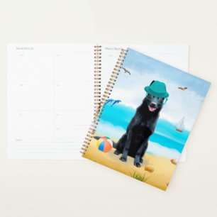 Black German Shepherd Dog on Beach Planner