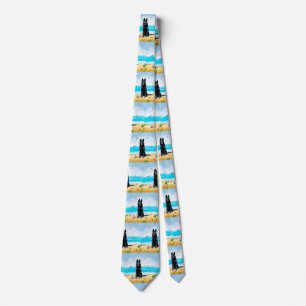 Black German Shepherd Dog on Beach Tie