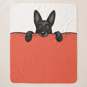 Black German Shepherd Dog Tucked in Bed Sherpa Blanket