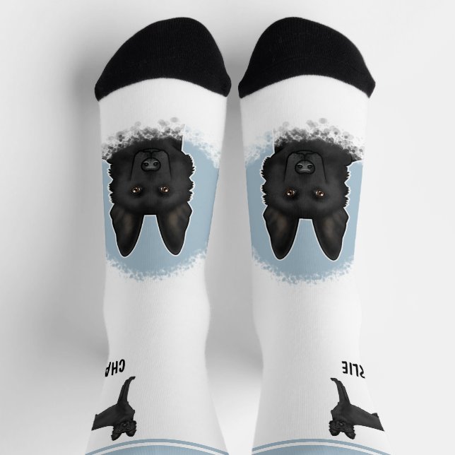 Black German Shepherd Dog With Custom Name Socks (Top)