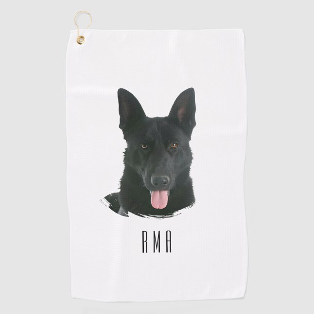 Black German Shepherd Golf Towel (Front)