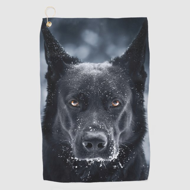 Black German Shepherd Golf Towel (Front)