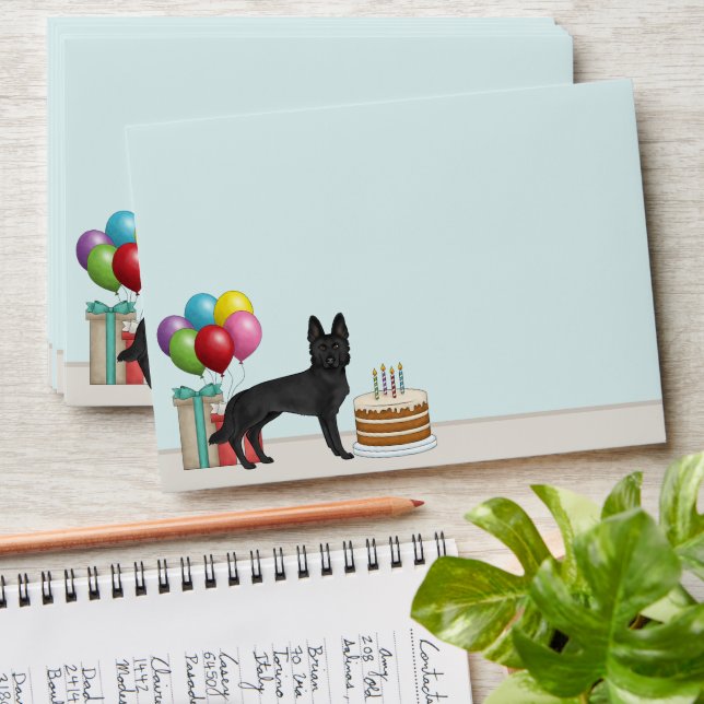 Black German Shepherd GSD Dog Colourful Birthday Envelope (Stacked)