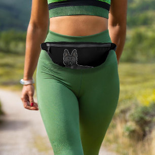 Black German Shepherd GSD Dog Head Close-Up Black Fanny Pack