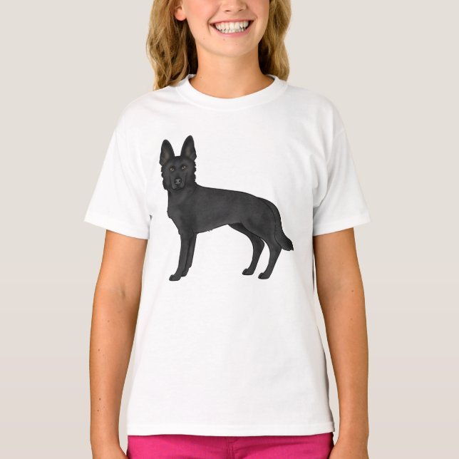 Black German Shepherd GSD Herding Dog Design T-Shirt (Front)