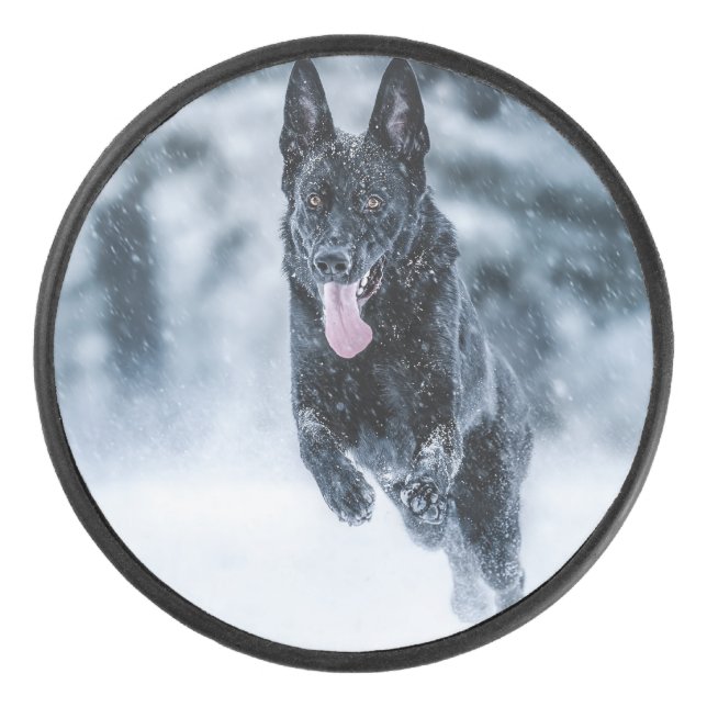 Black German Shepherd in snow Duvet Cover (Devant)