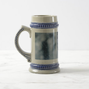 Black German Shepherd in snow Duvet Cover Beer Stein