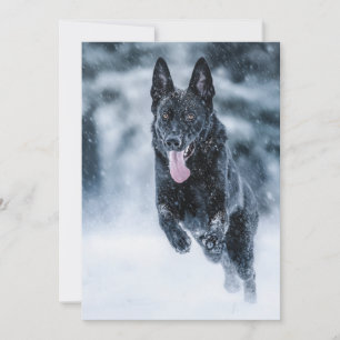 Black German Shepherd in snow Duvet Cover Invitation