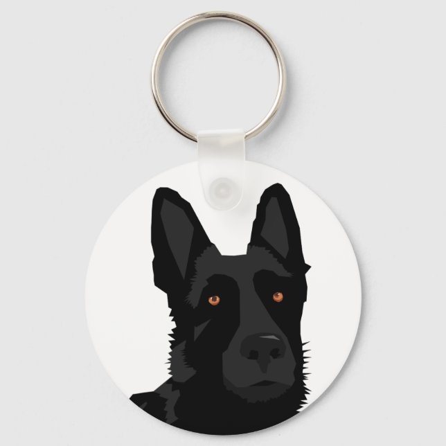 Black German Shepherd Keychain (Front)
