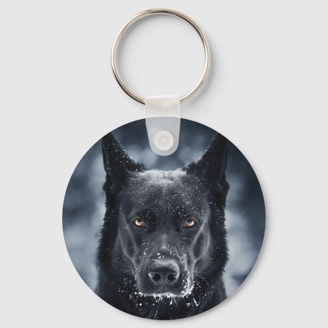 Black German Shepherd Keychain (Front)