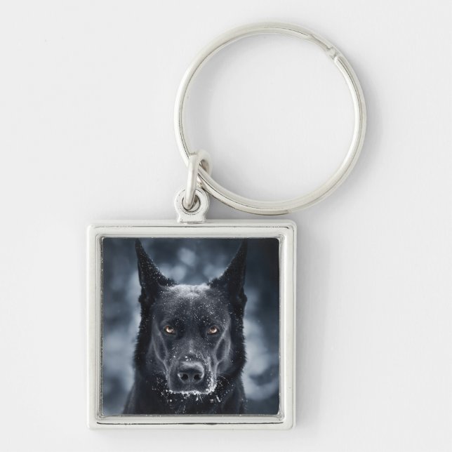 Black German Shepherd Keychain (Front)