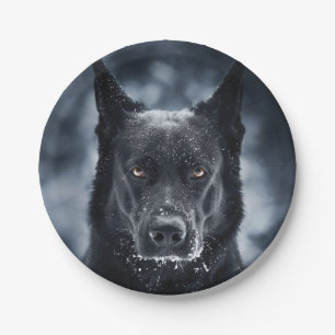 Black German Shepherd Paper Plate