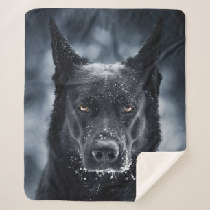Black German Shepherd Sherpa Blanket