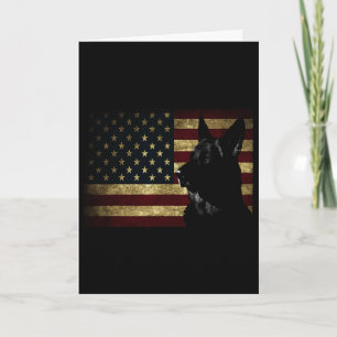 Black German Shepherd Shirt American Flag 4th July Card
