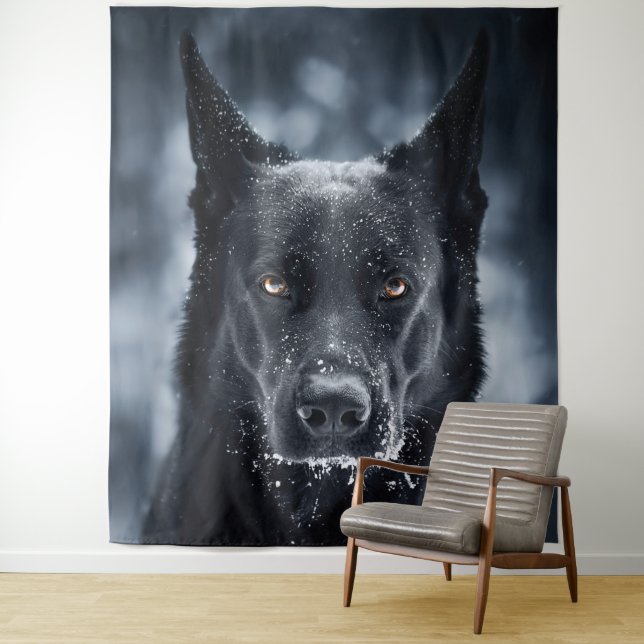 Black German Shepherd Tapestry (In Situ)