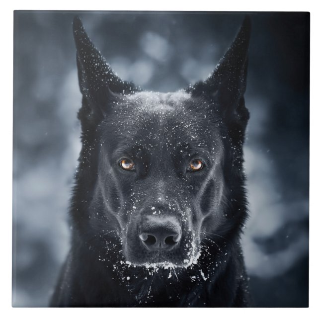 Black German Shepherd Tile (Front)