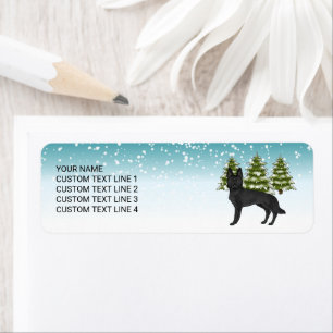 Black German Shepherd'hiver Forêt texte personnali