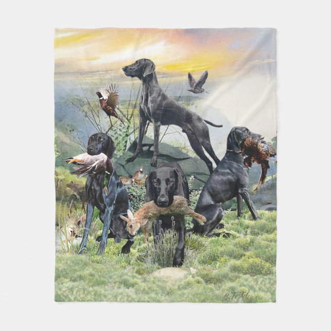 Black German Shorthaired Pointers    Fleece Blanket (Front)