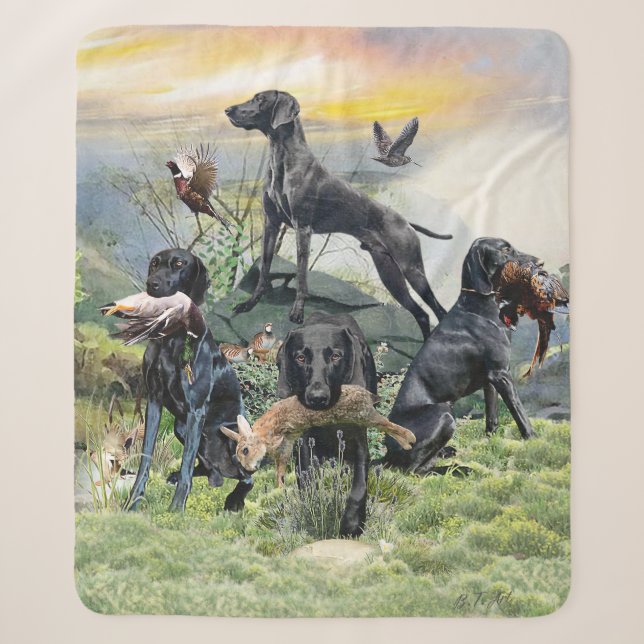 Black German Shorthaired Pointers    Sherpa Blanket (Front)