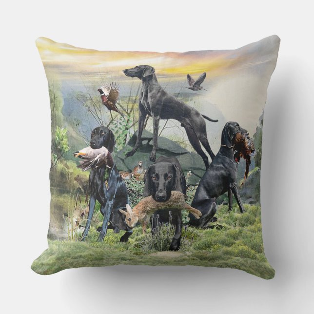 Black German Shorthaired Pointers    Throw Pillow (Front)