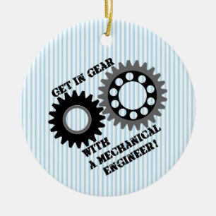 Black Get In Gear Ceramic Ornament