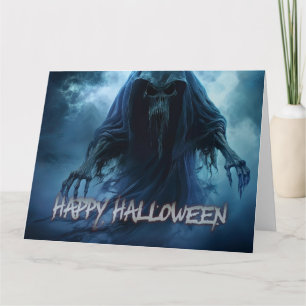 Black ghost in a hellish landscape - Halloween Card