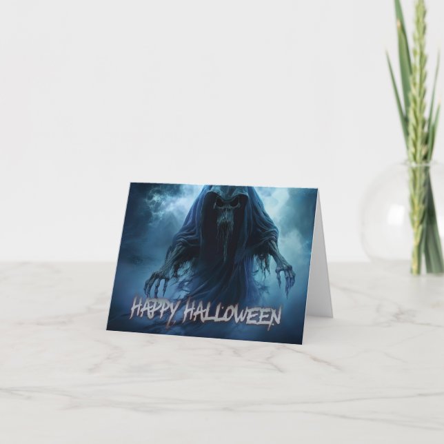 Black ghost in a hellish landscape - Halloween Card (Front)