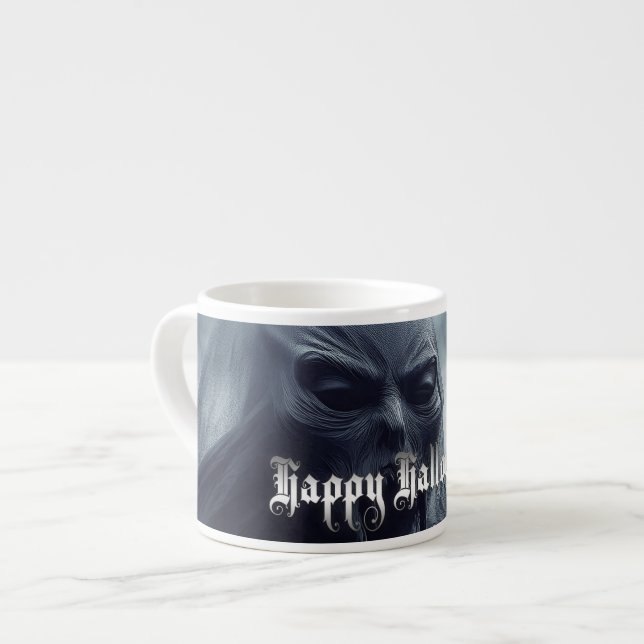 Black ghost in a hellish landscape - Halloween Espresso Cup (Front Left)