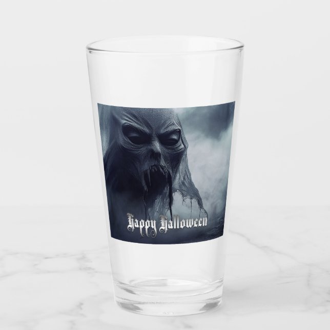 Black ghost in a hellish landscape - Halloween Glass (Front)